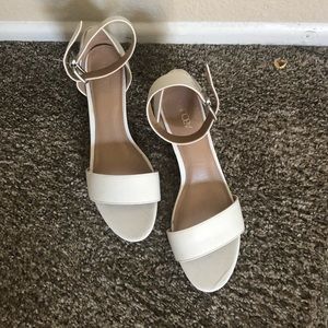 New white block heel sandals